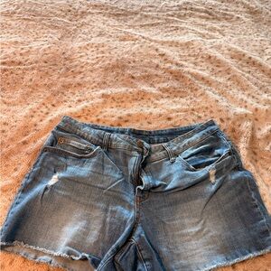 Time and Tru Distressed Light Blue Denim Cutoff Shorts